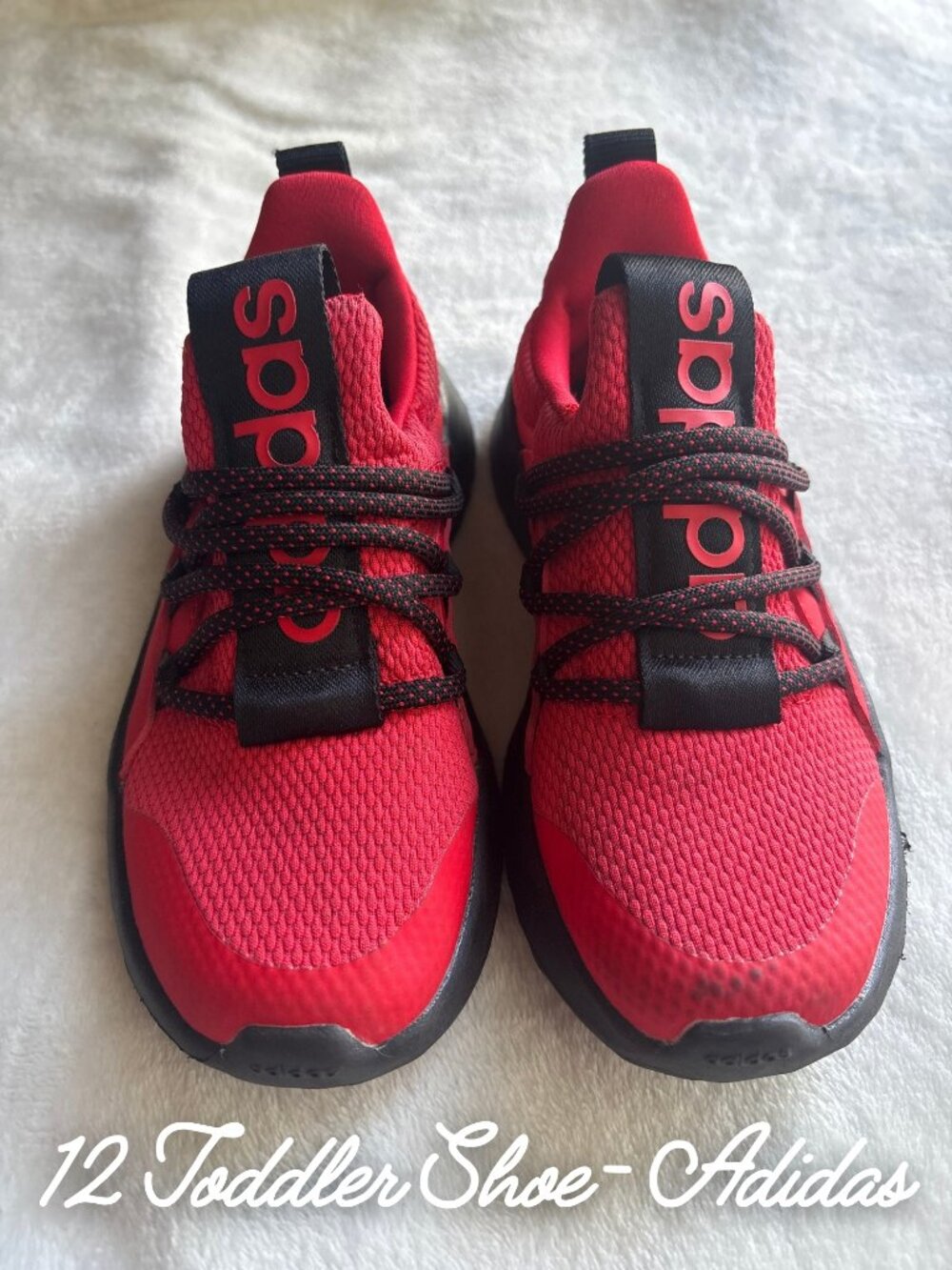 Adidas Toddler Shoes Size 12 Red Black Athletic Sneakers Kids Tennis Shoes Boys